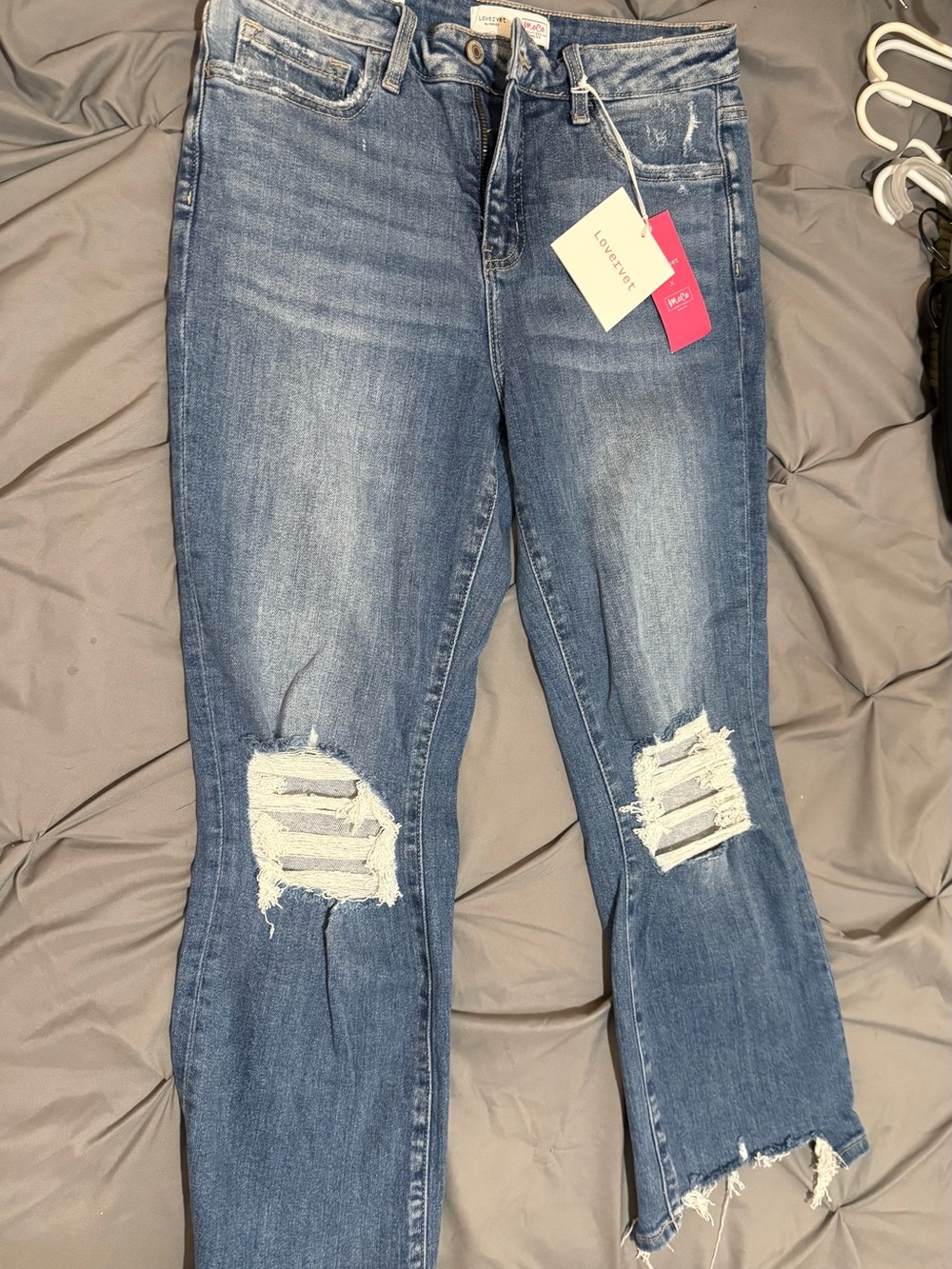 Loveret Women's tummy control high rise kick flare Jeans